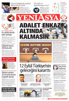 YENİ ASYA 13 Eylül 2026 Gazete Manşeti Küçük