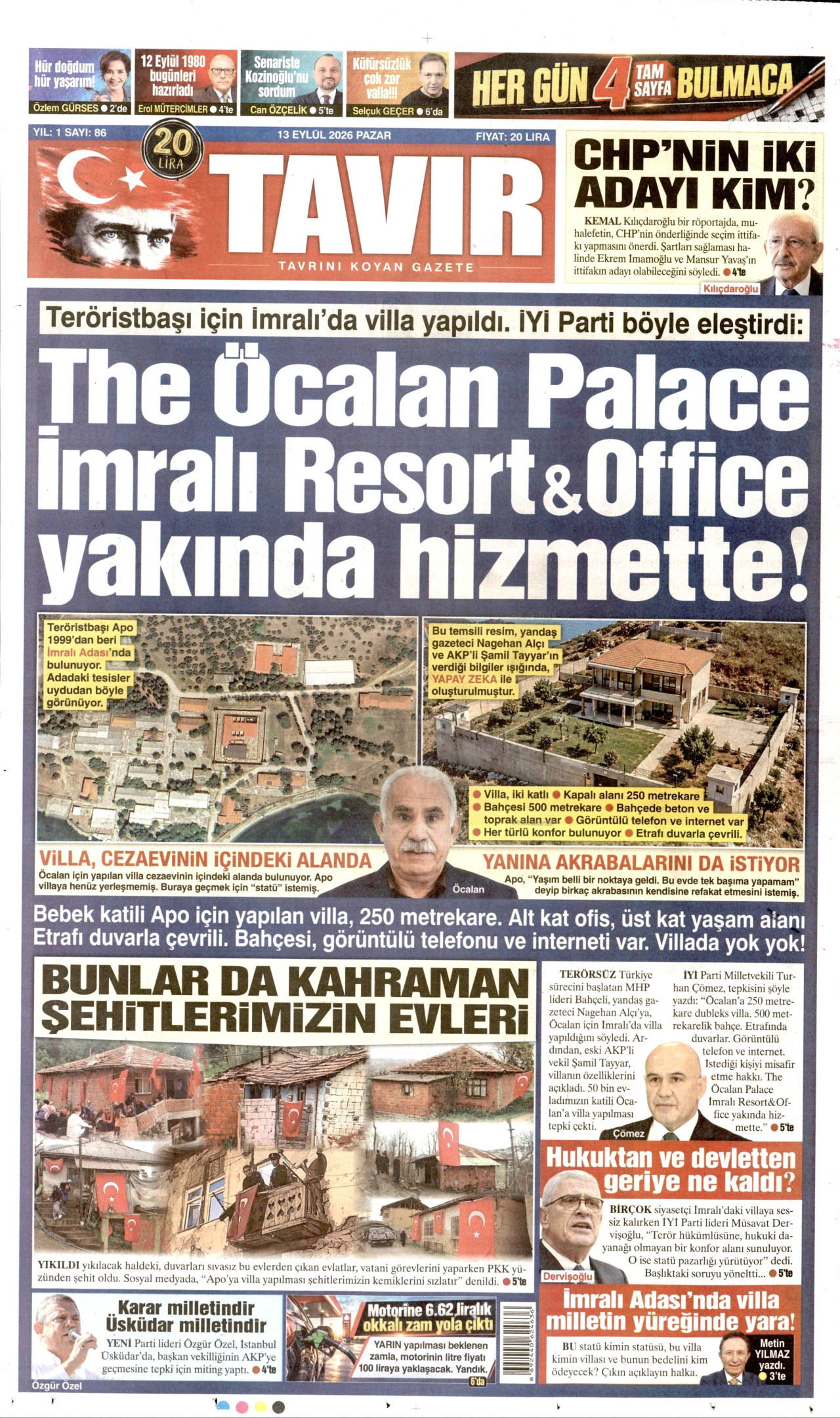 TAVIR GAZETESİ 13 Eylül 2026 Gazete Manşeti Büyük