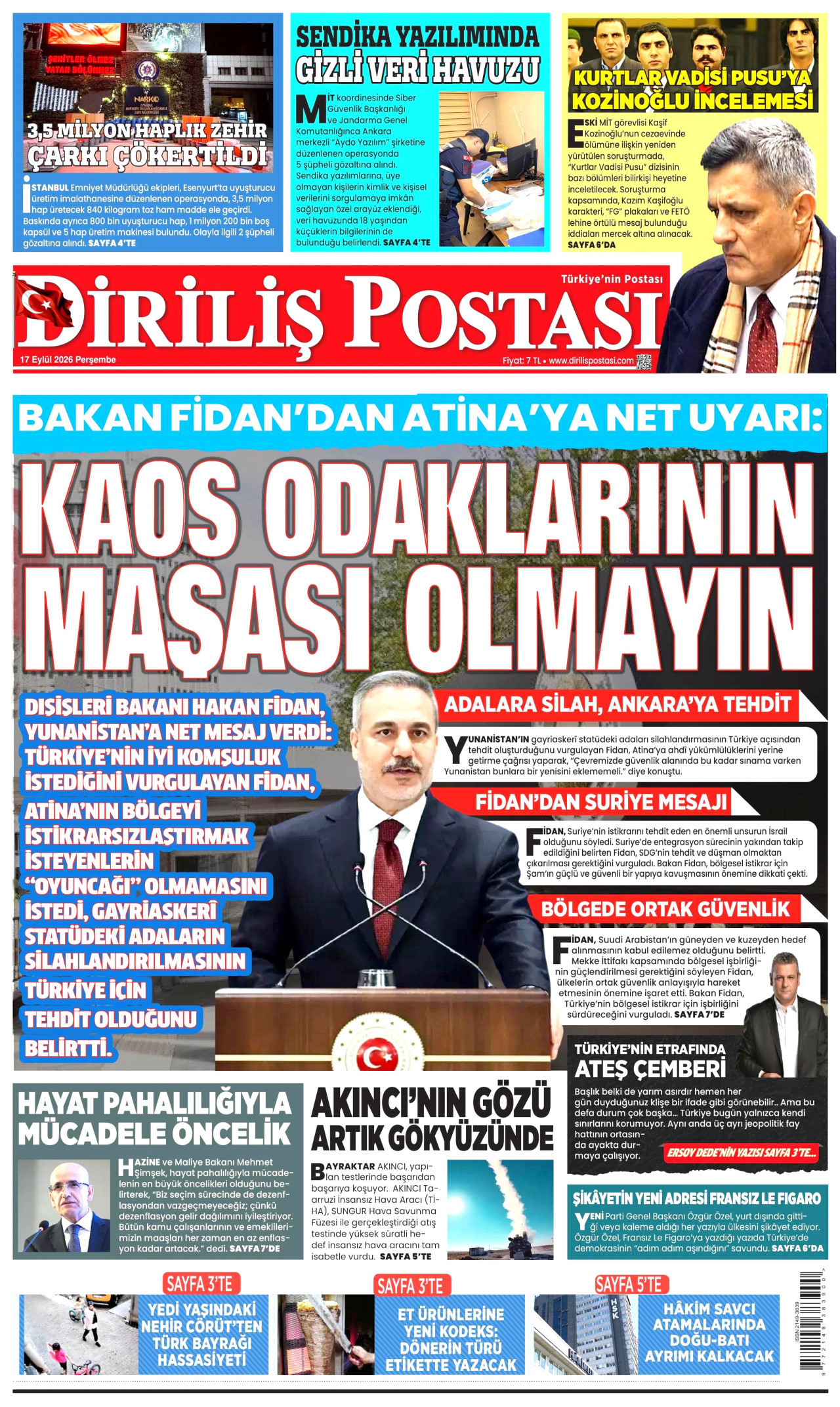 DİRİLİŞ POSTASI 17 Eylül 2026 Gazete Manşeti Büyük