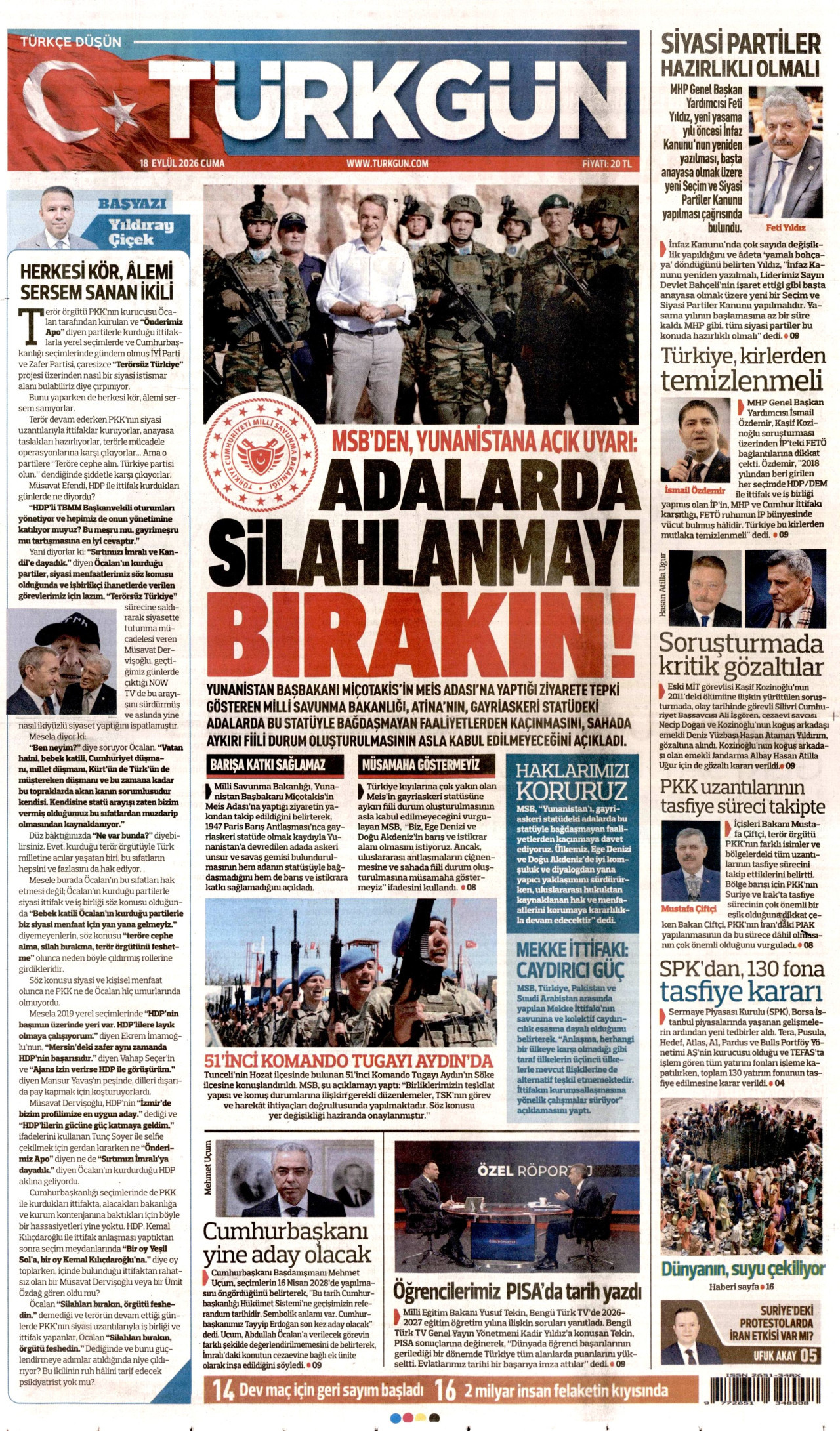 TÜRKGÜN 18 Eylül 2026 Gazete Manşeti Büyük