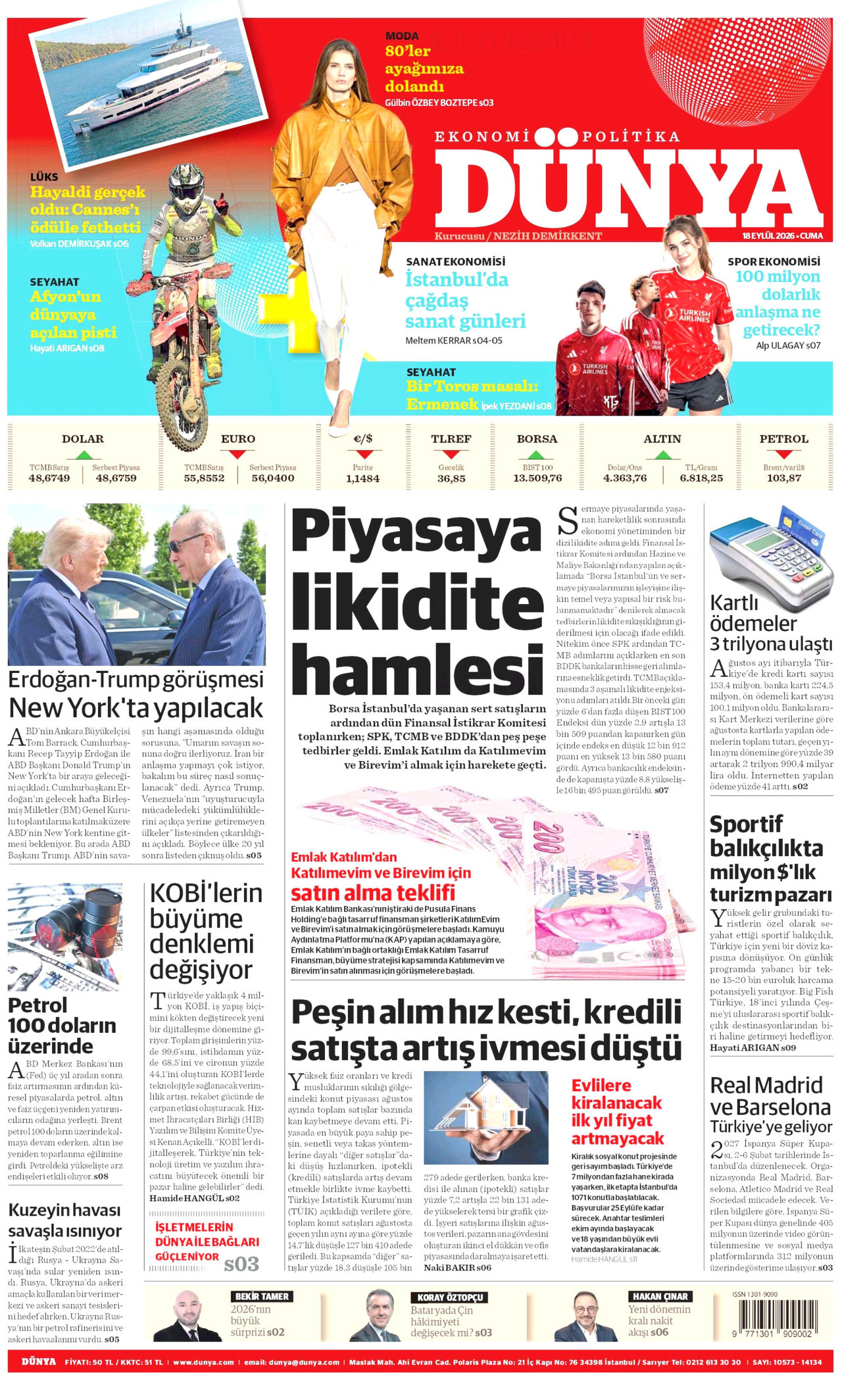 DÜNYA 18 Eylül 2026 Gazete Manşeti Büyük
